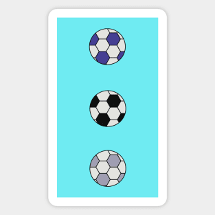 Drawing of three soccer balls in different colors Magnet